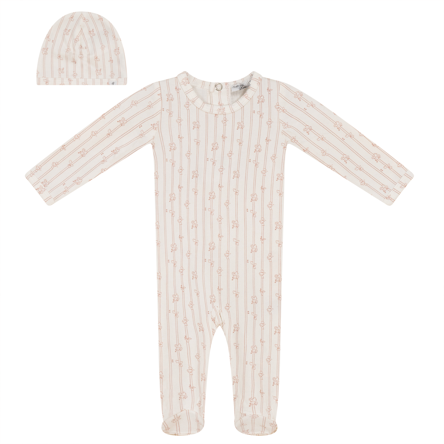 Soft Cotton Modal Onesie and Hat Off White Blossom