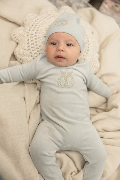 Crest Cotton Velour Onesie Set