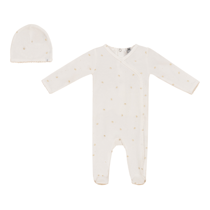 Crown Print Onesie Set Powder Gold