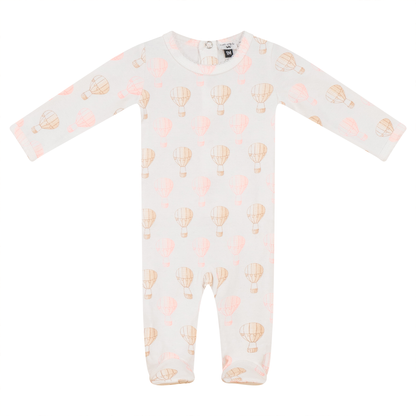 Air Balloon Printed Onesie White Pink