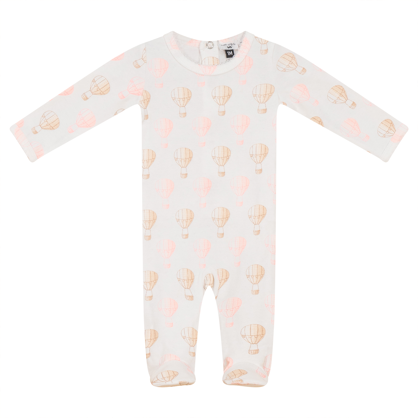 Air Balloon Printed Onesie White Pink