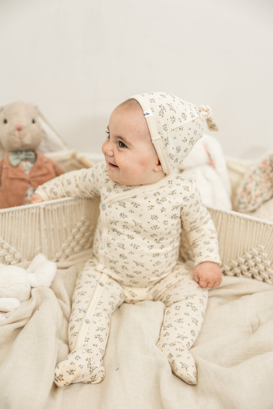Flower Print Onesie with Hat