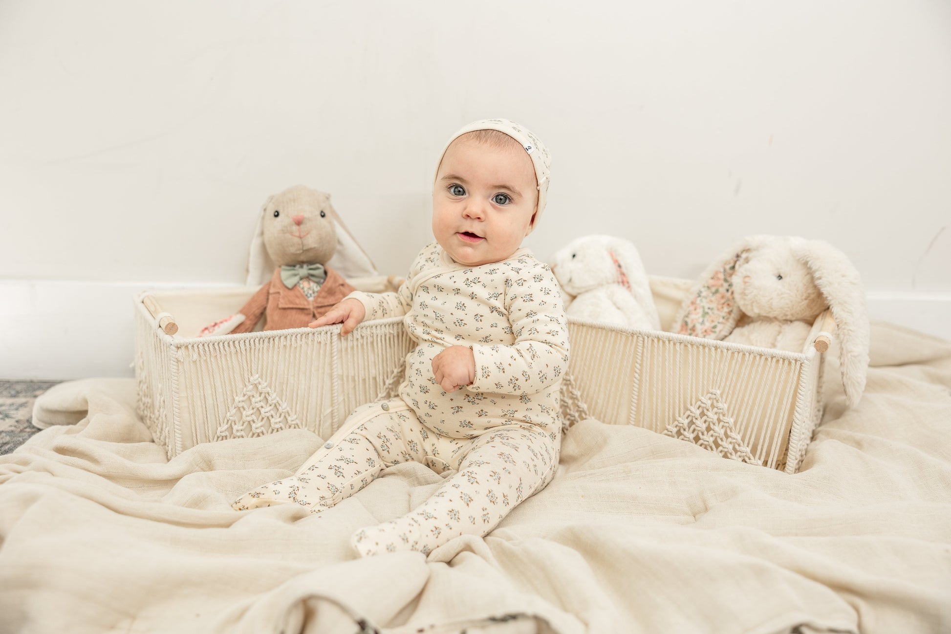 Flower Print Onesie with Hat