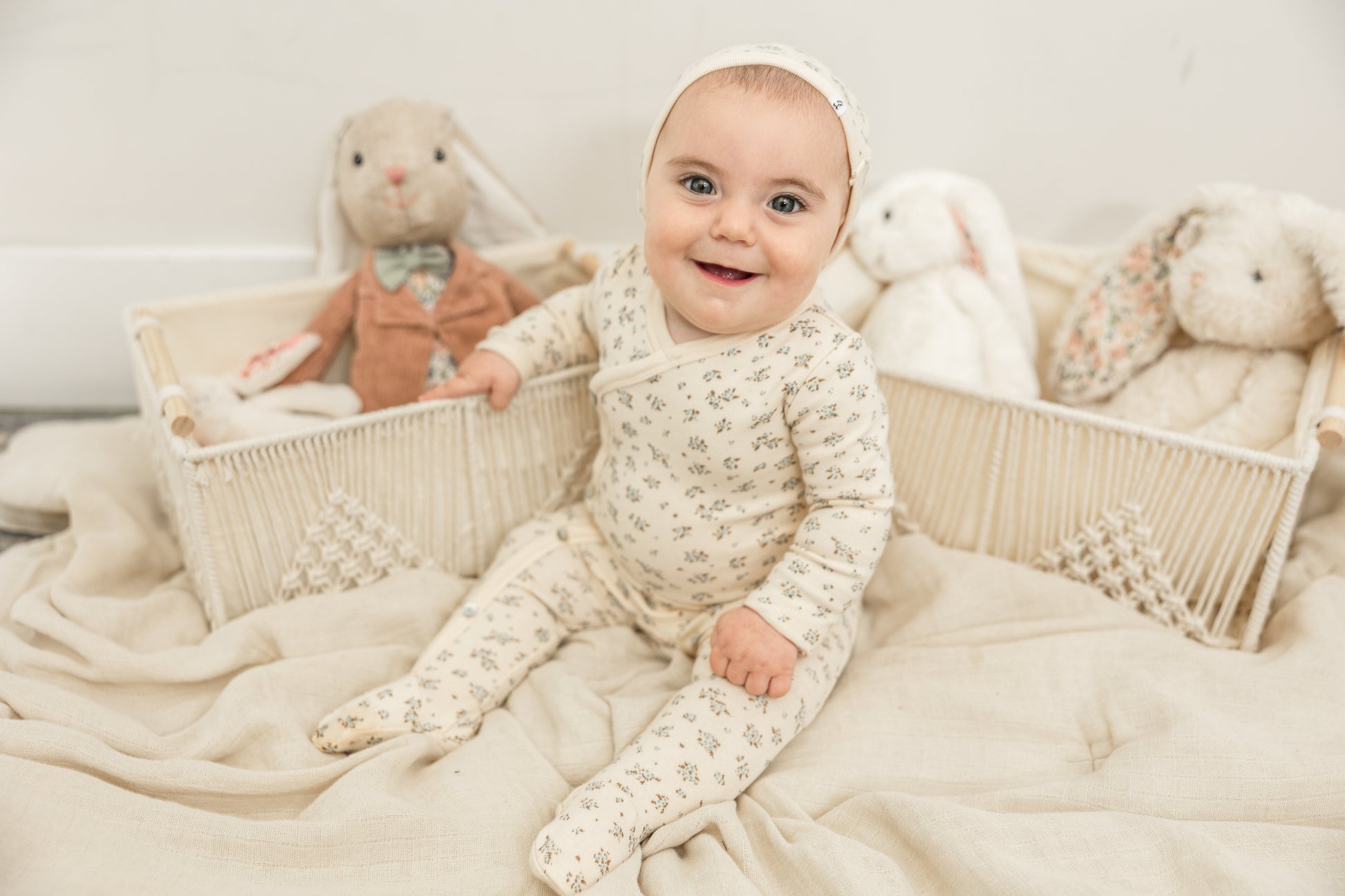 Flower Print Onesie with Hat