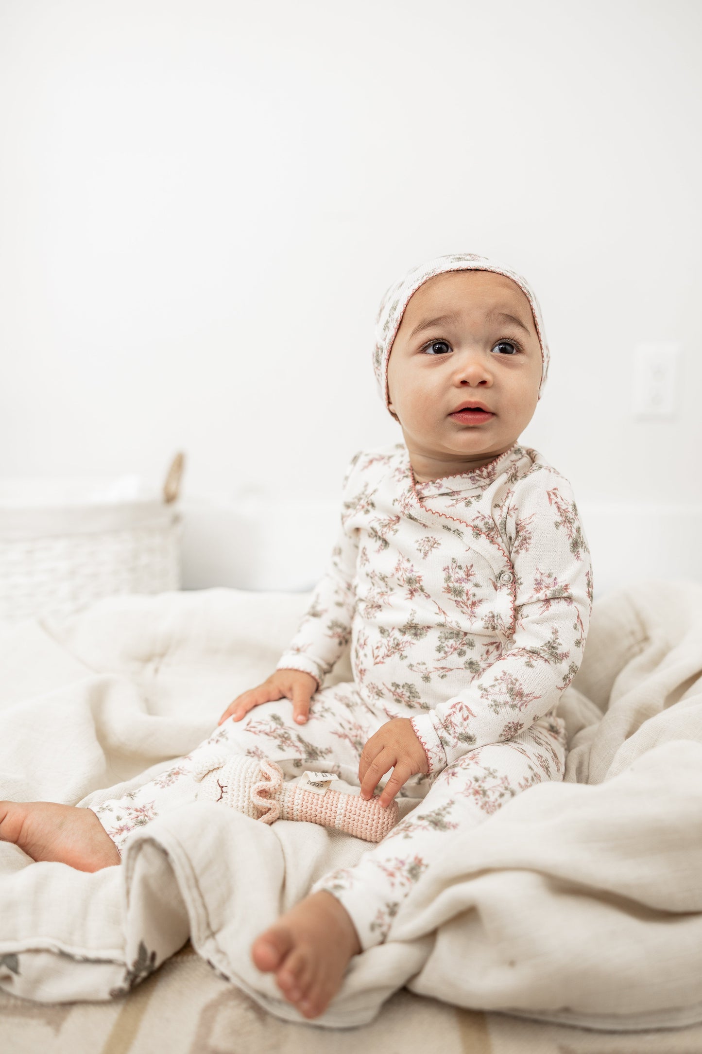 Flower Print Knit Onesie set