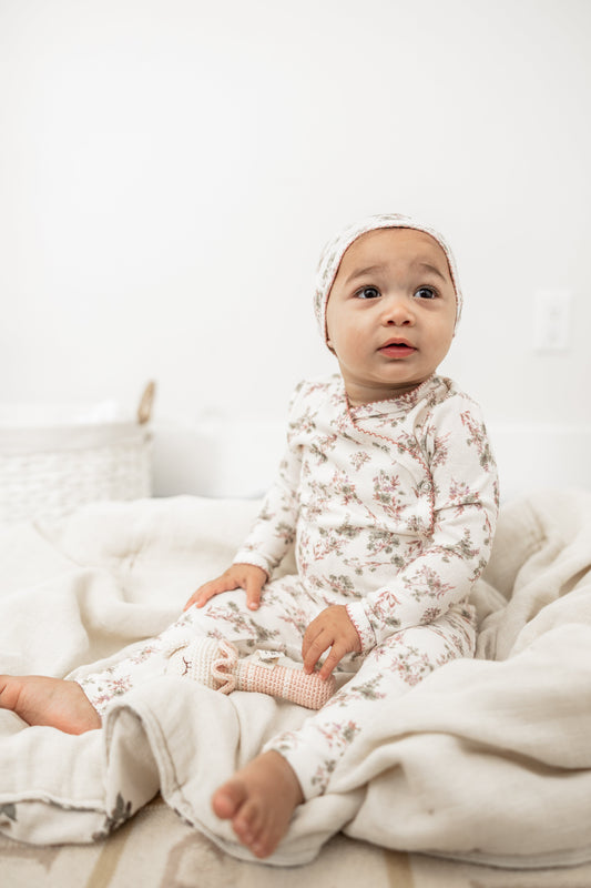 Flower Print Knit Onesie set