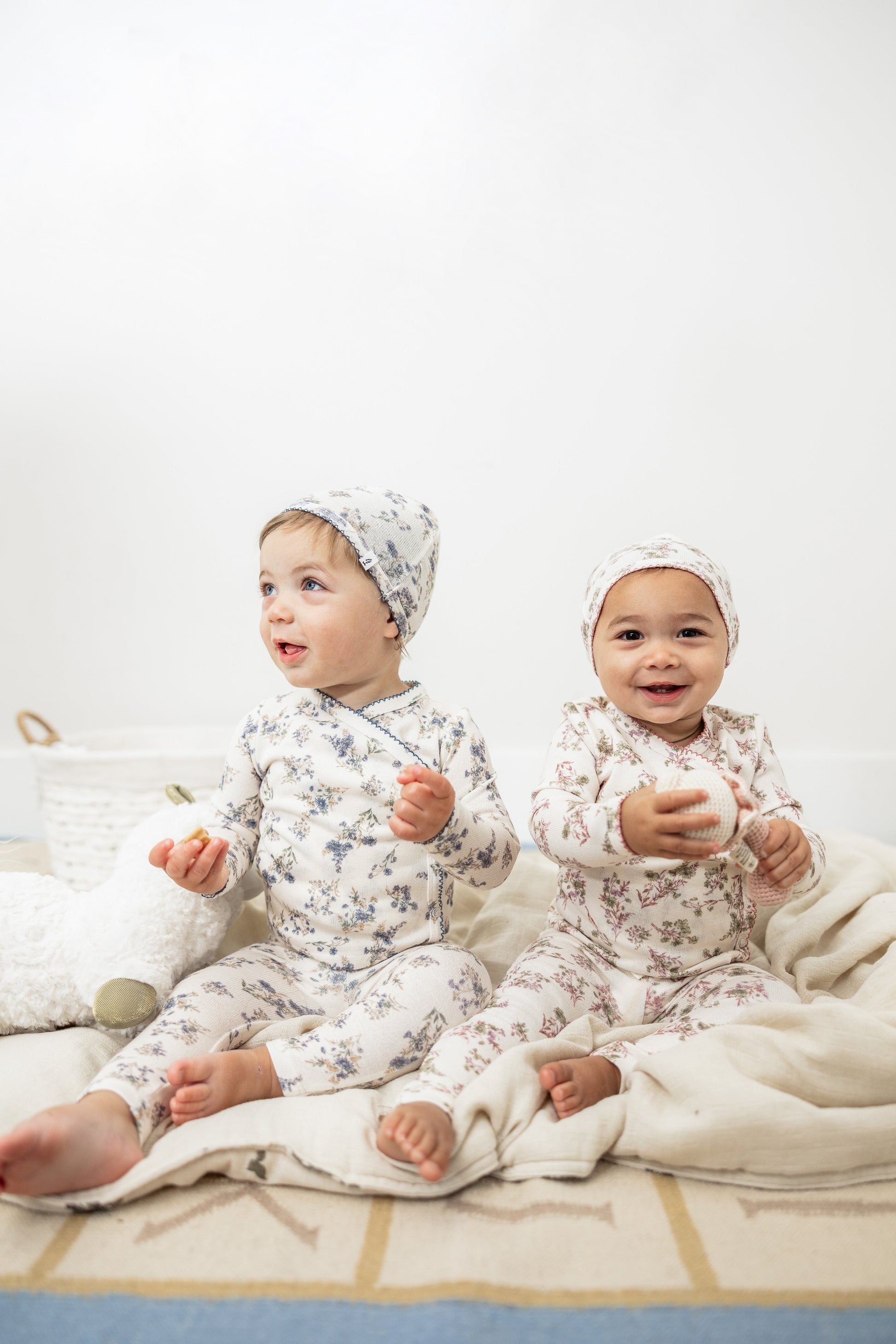 Flower Print Knit Onesie set