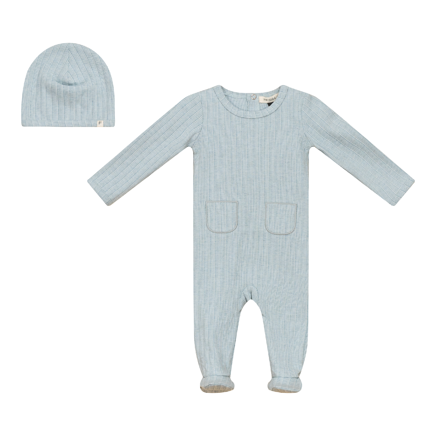 Stripe Stretch Knit Onesie Set with Pockets Mint