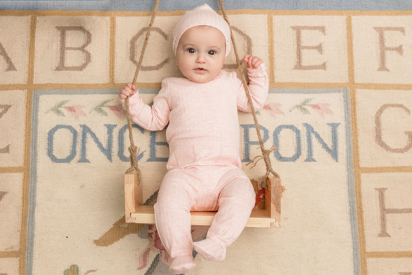 Stripe Stretch Knit Onesie Set with Pockets