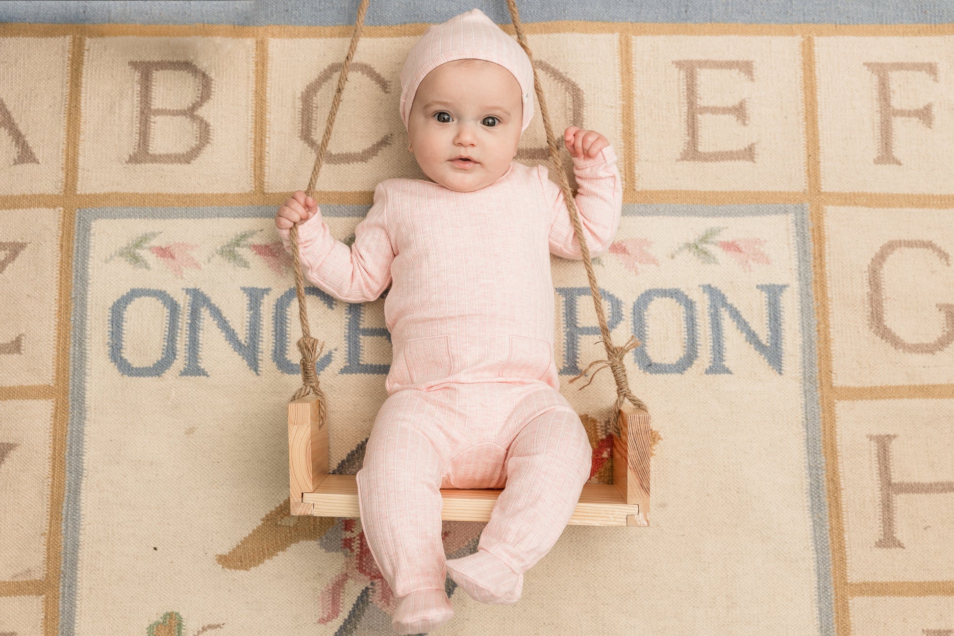 Stripe Stretch Knit Onesie Set with Pockets