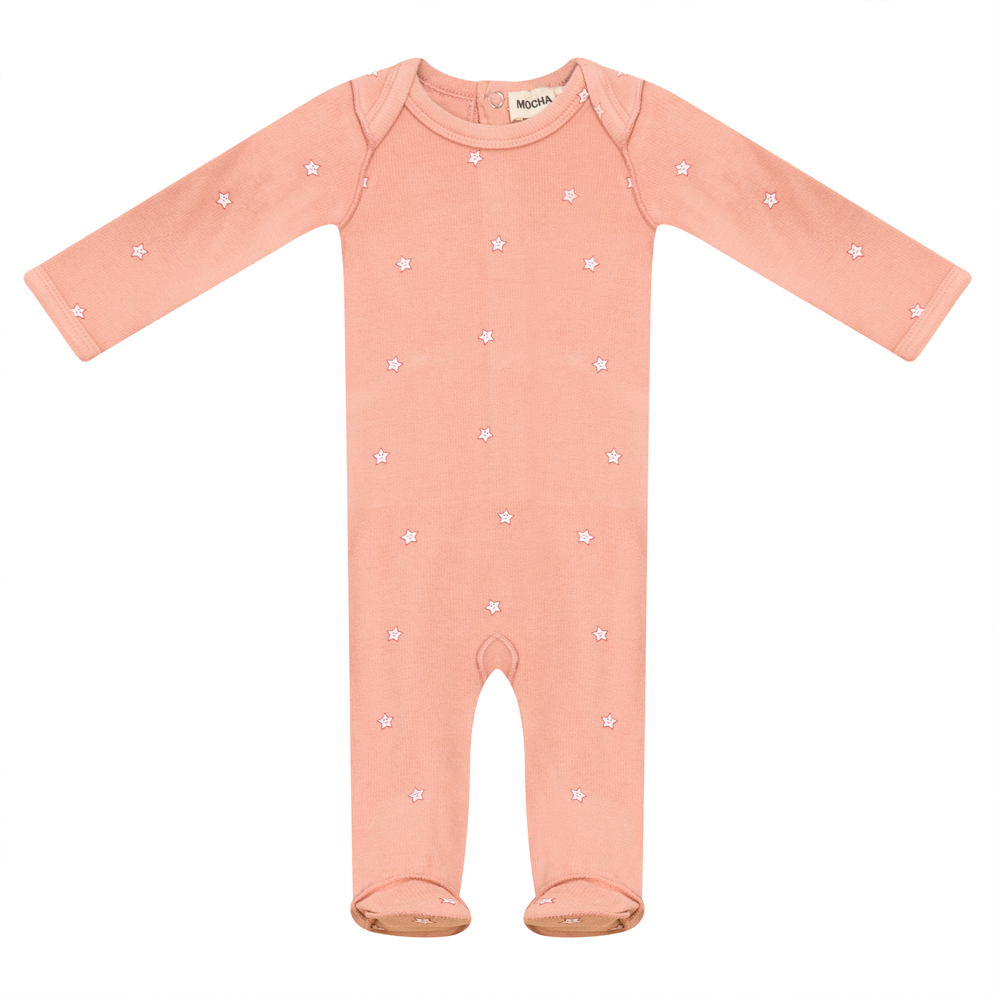 Star Print Onesie Peach Fuzz