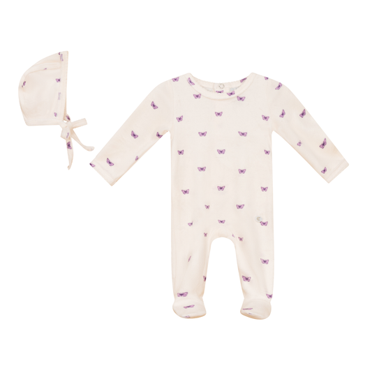 Butterfly Print Onesie set Off White