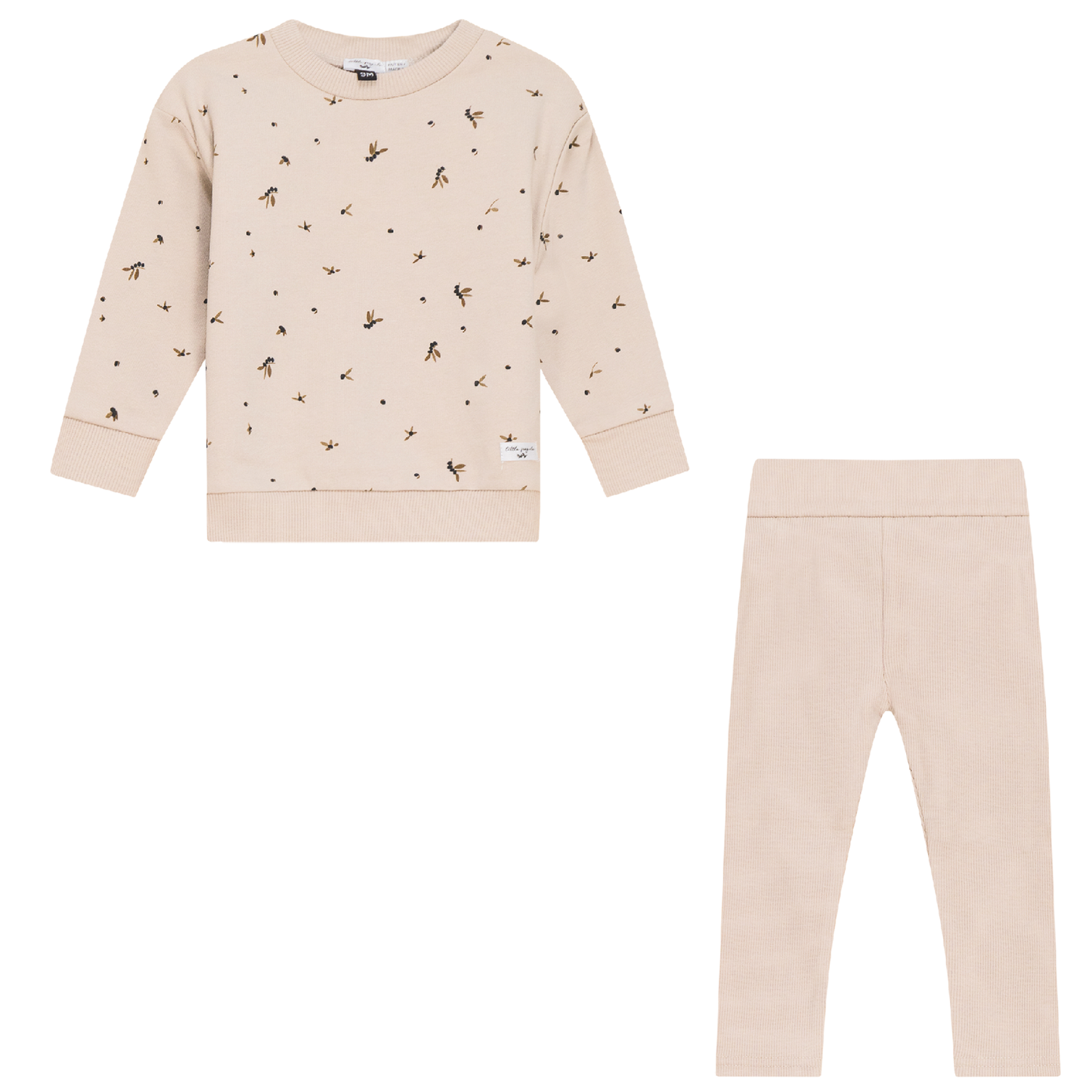 Leaf Print 2Pc Set Biscuit