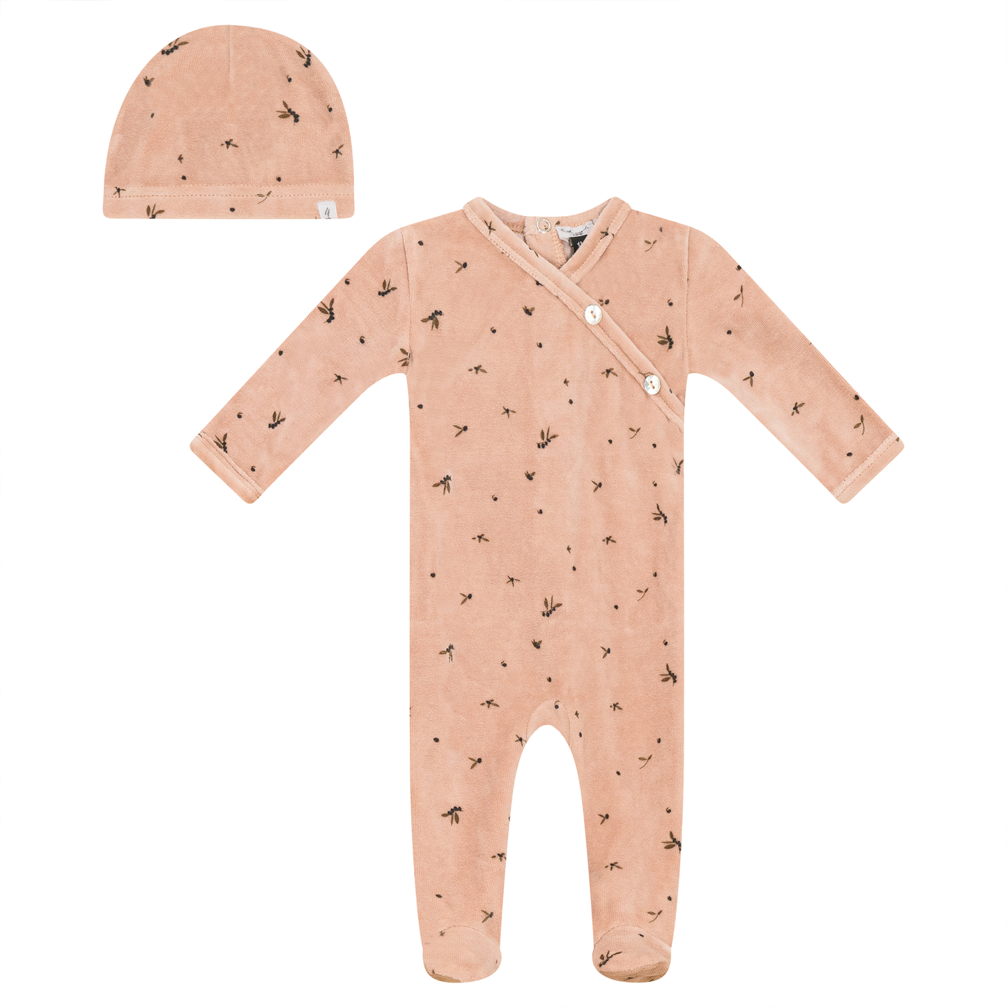 Leaf Print Velour Onesie Set Maple Sugar