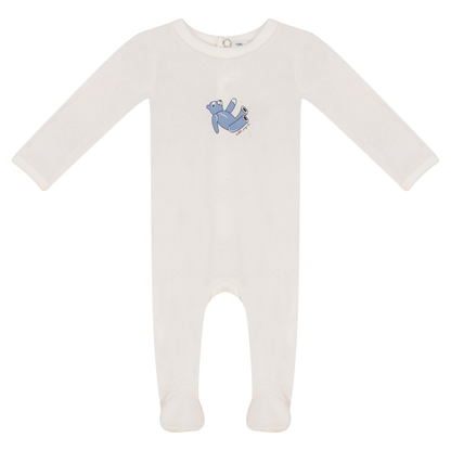 Bear Print Ribbed Onesie Off White