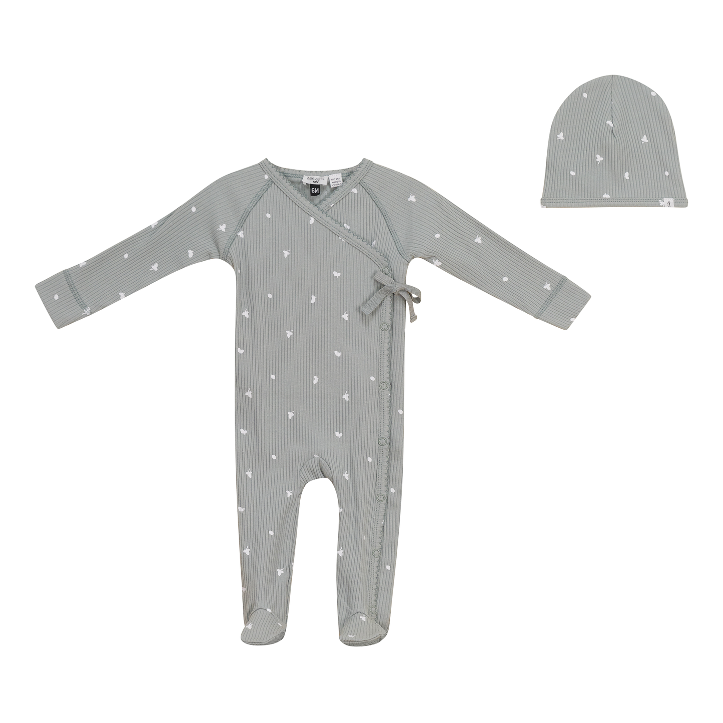 Leaf Print Onesie Set Seafoam