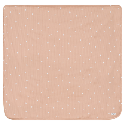 Leaf Print Ribbed Blanket Light Maple One Size