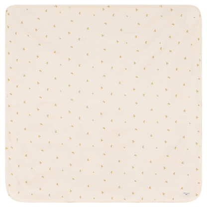 Leaf Print Ribbed Blanket Vanilla One Size