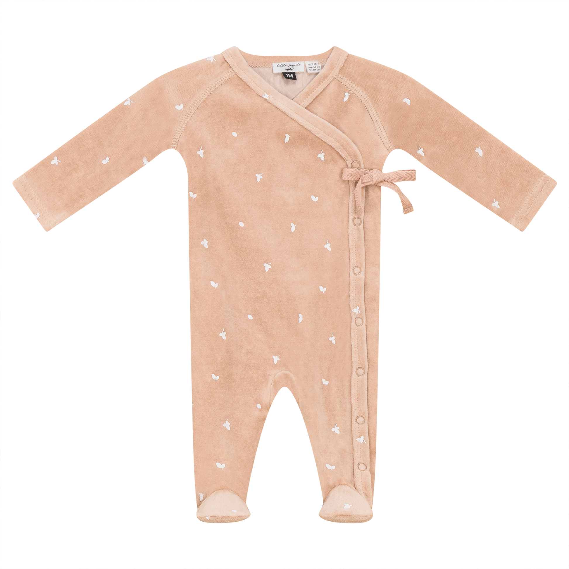 Cotton Velour Leaf Print Onesie
