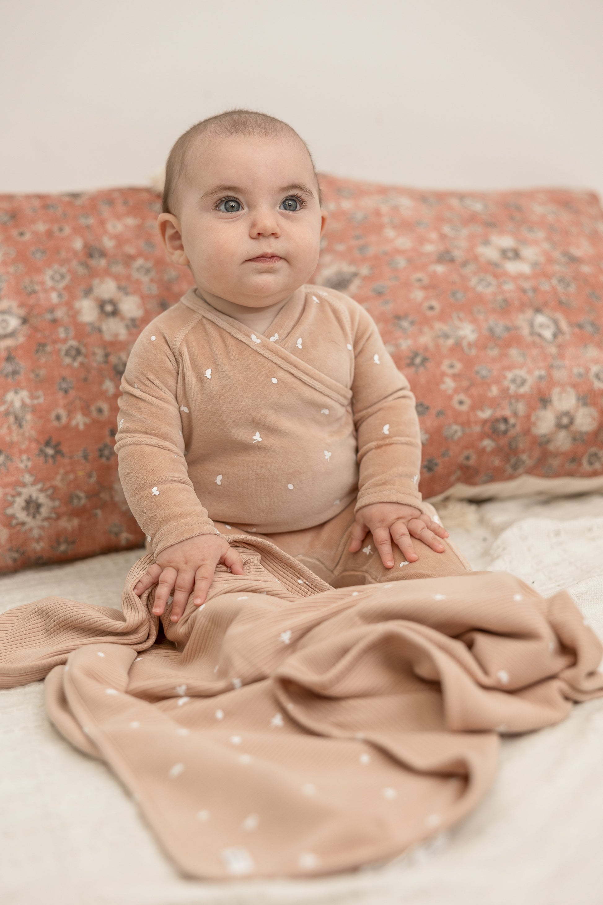Cotton Velour Leaf Print Onesie