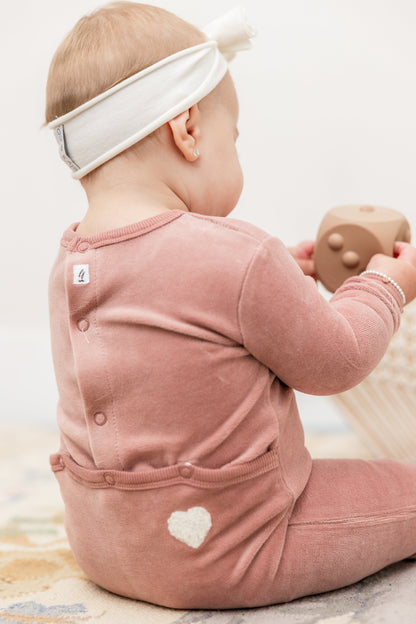 Velour Hook Stitch Onesie with Hat