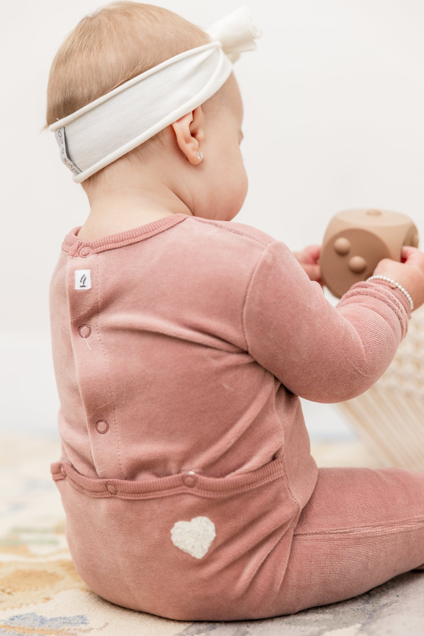 Velour Hook Stitch Onesie with Hat