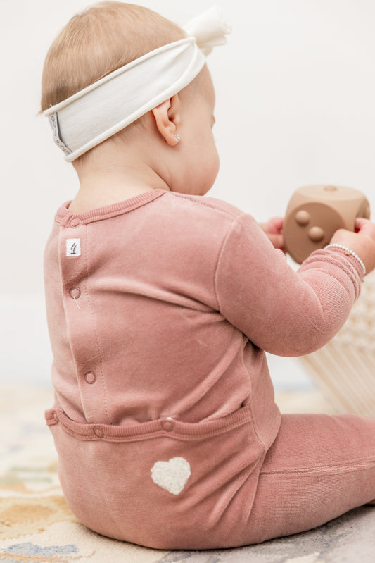 Velour Hook Stitch Onesie with Hat