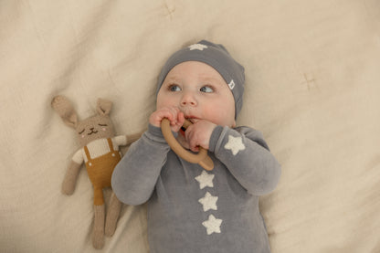 Velour Hook Stitch Onesie with Hat