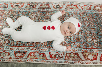 Velour Hook Stitch Onesie with Hat