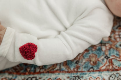 Velour Hook Stitch Onesie with Hat