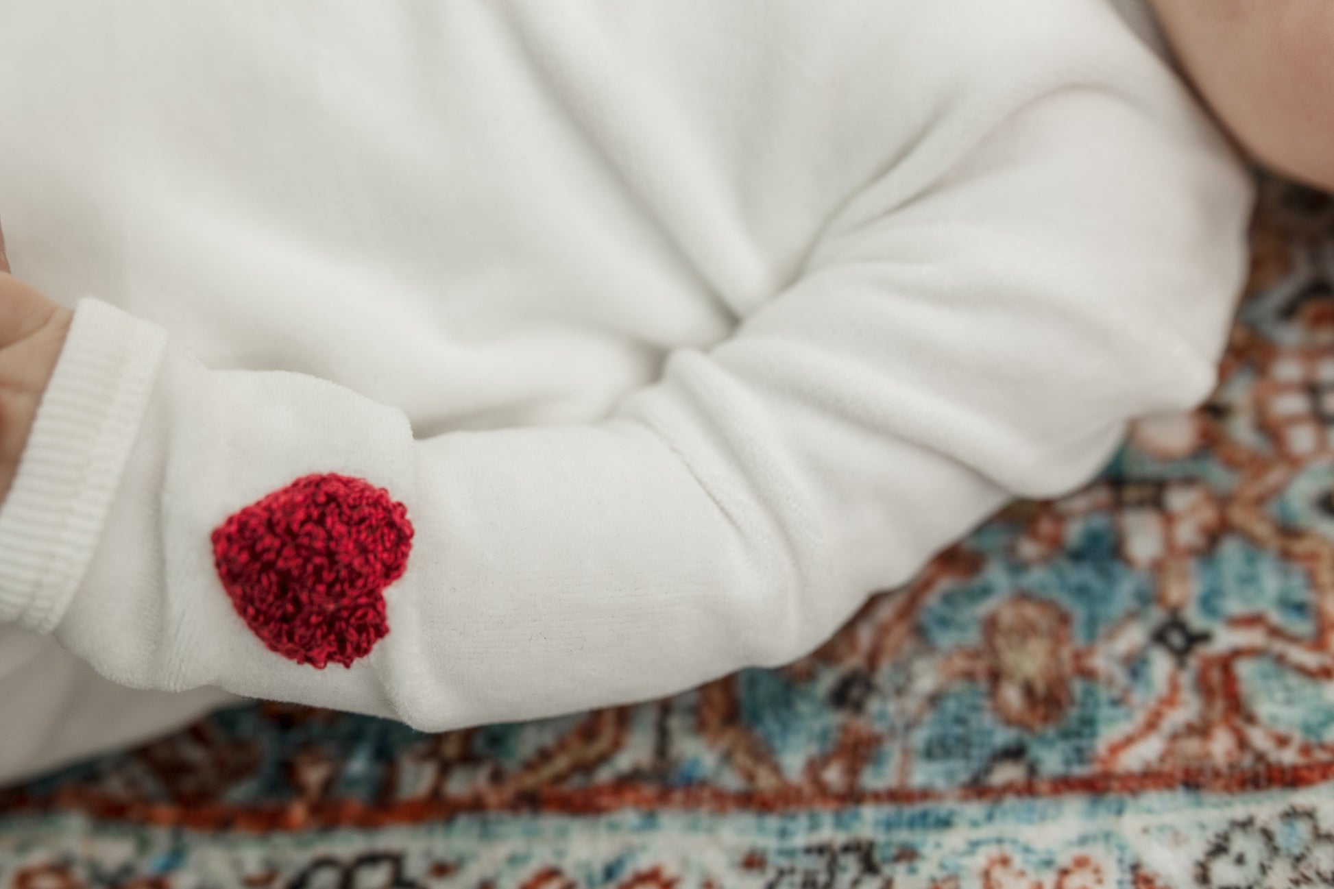 Velour Hook Stitch Onesie with Hat