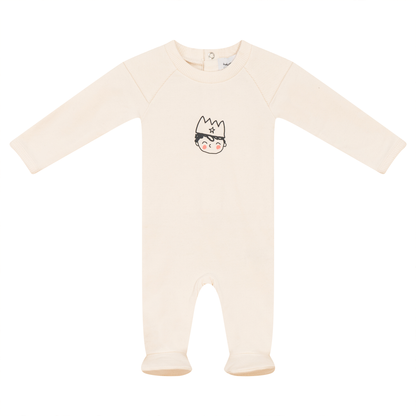 Crown Print Onesie Cream