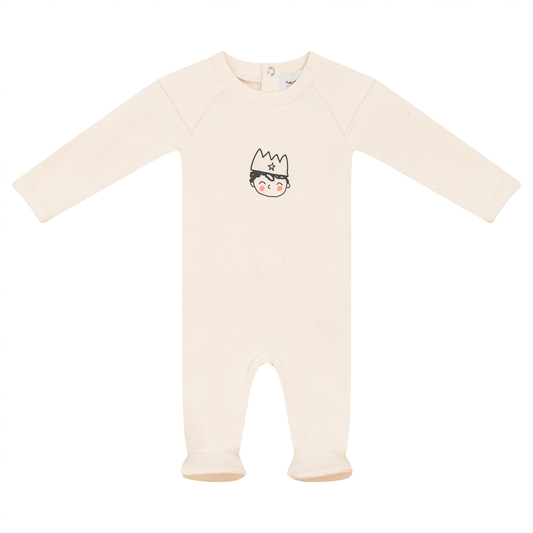 Crown Print Onesie Cream