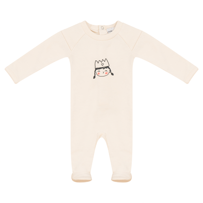Crown Print Onesie Cream