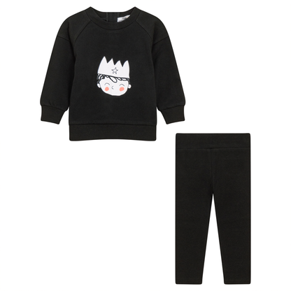 Crown Print 2Pc Set Black