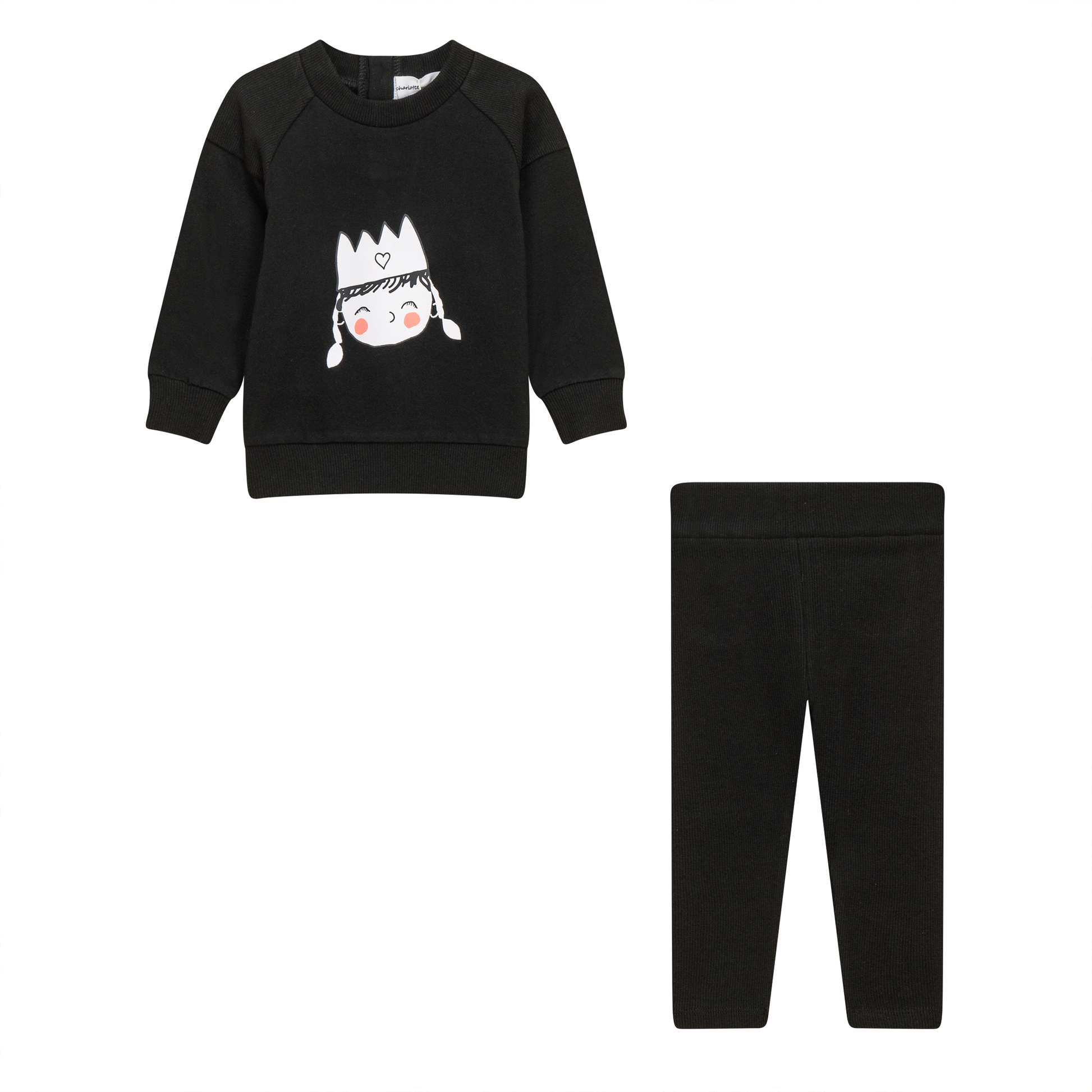 Crown Print 2Pc Set Black