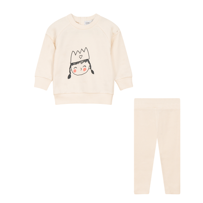 Crown Print 2Pc Set Cream