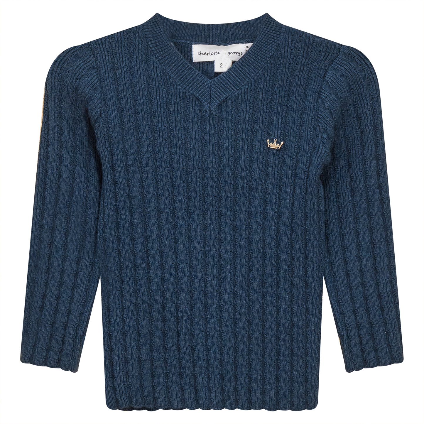 Textured Rib Knit V-Neck Sweater Teal