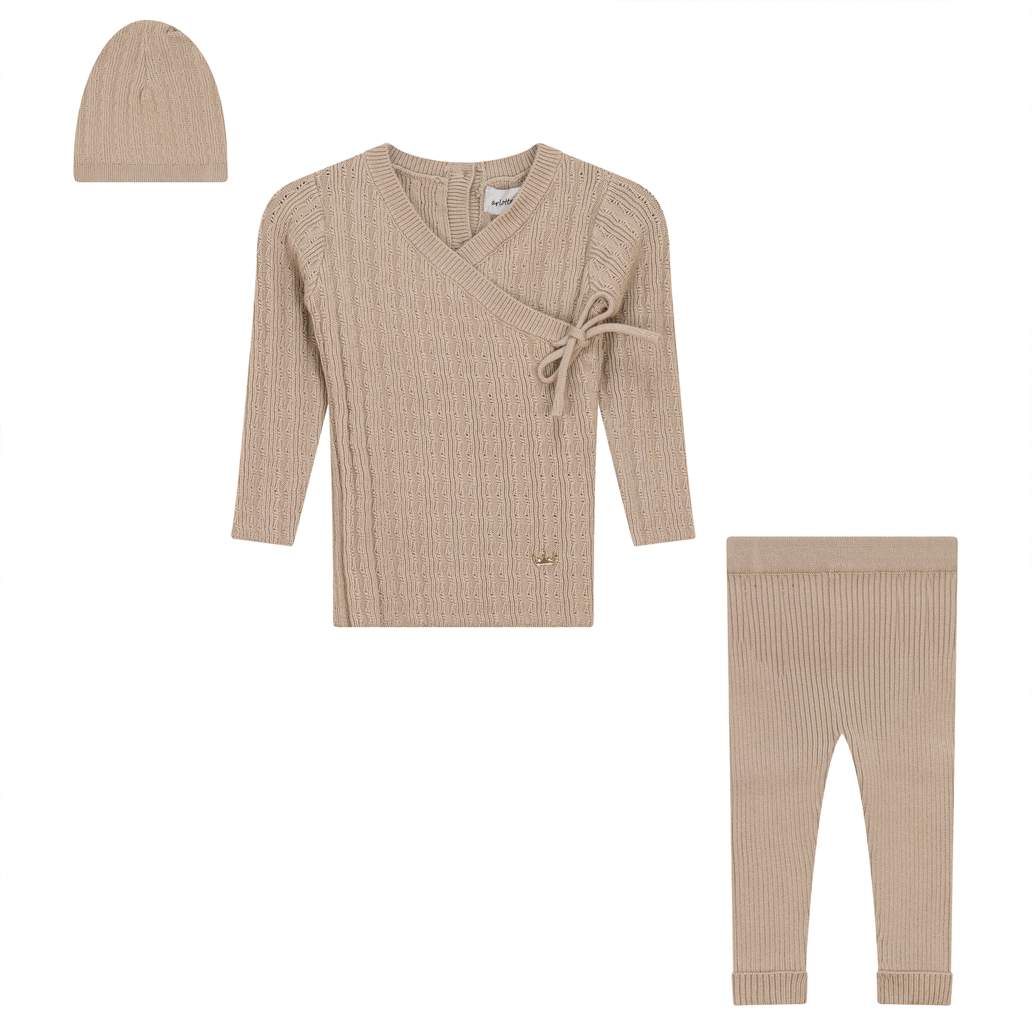 Textured Rib Knit 3Pc Set Sandstorm