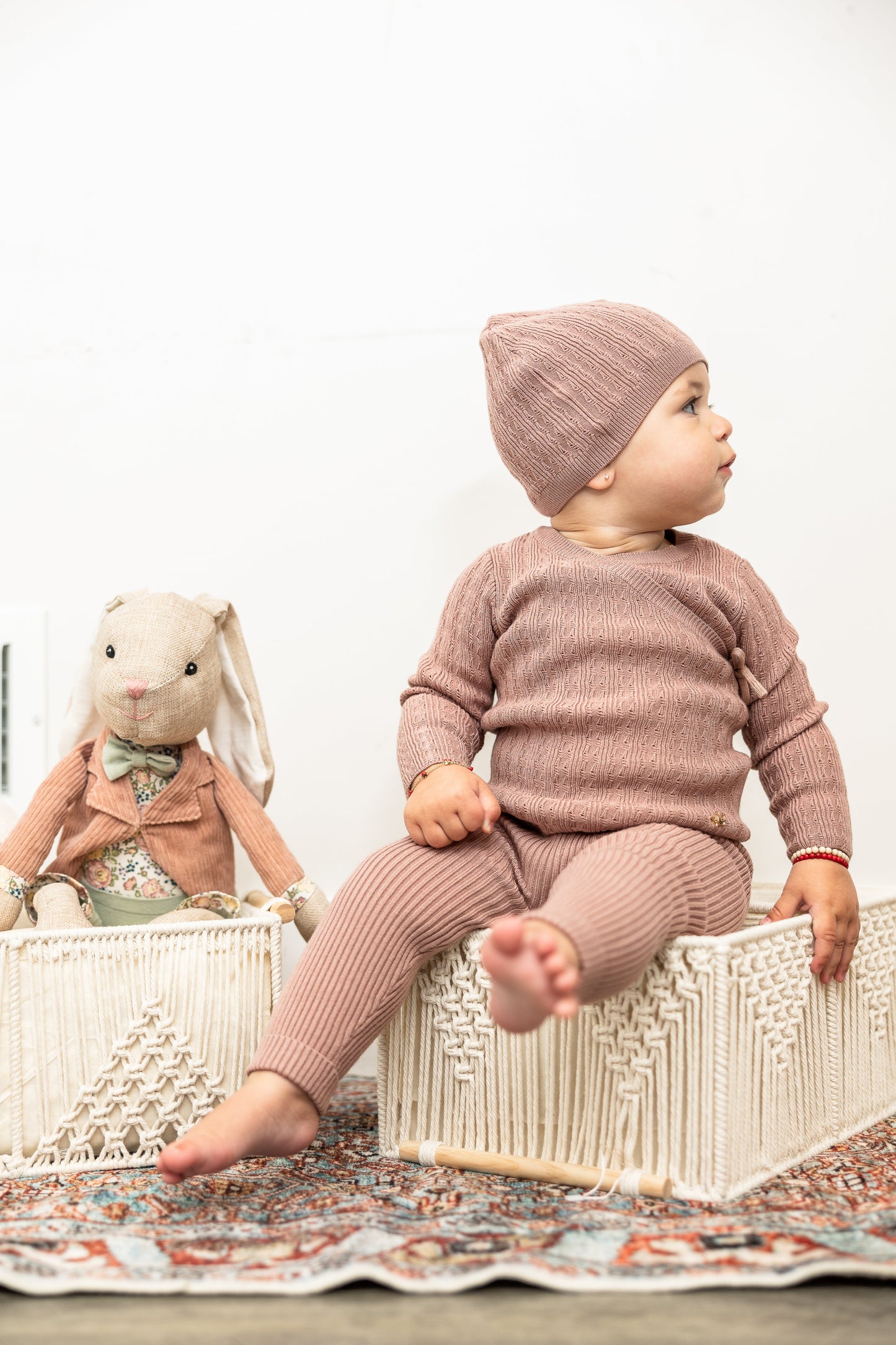 Textured Rib Knit 3Pc Set