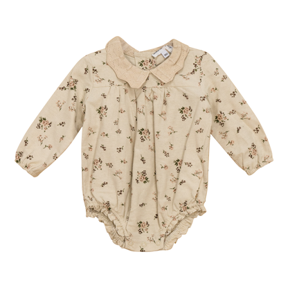 Woven Flower print Flannel Bubble Ivory