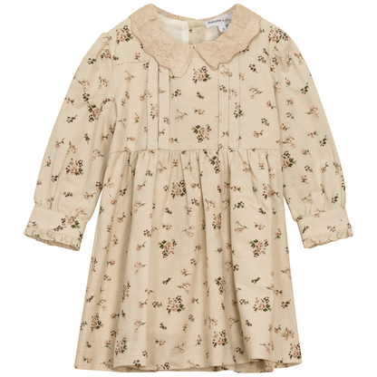 Woven Flower print Flannel Dress Ivory
