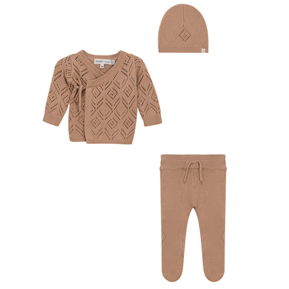 Pointelle Knit 3Pc Set Maple Sugar