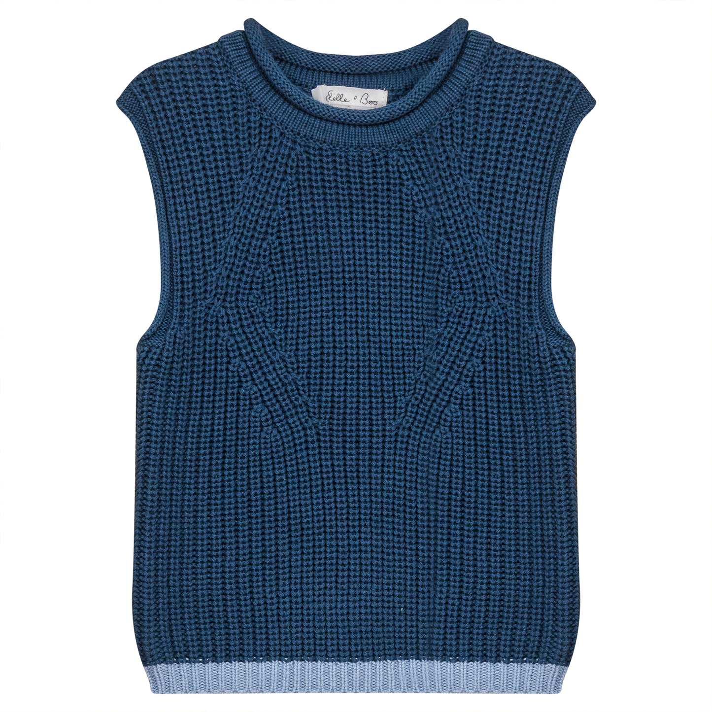 Knit Vest with Fennel Neck Oxford Blue