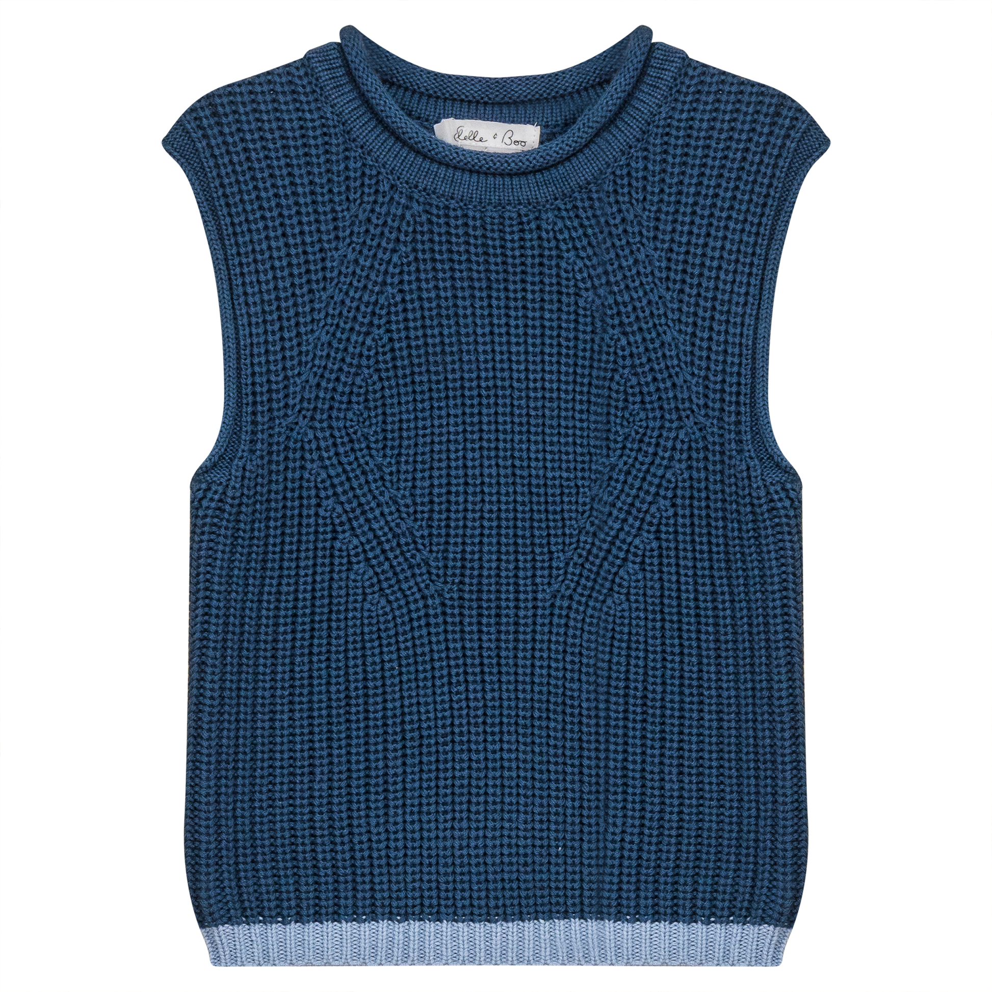 Knit Vest with Fennel Neck Oxford Blue