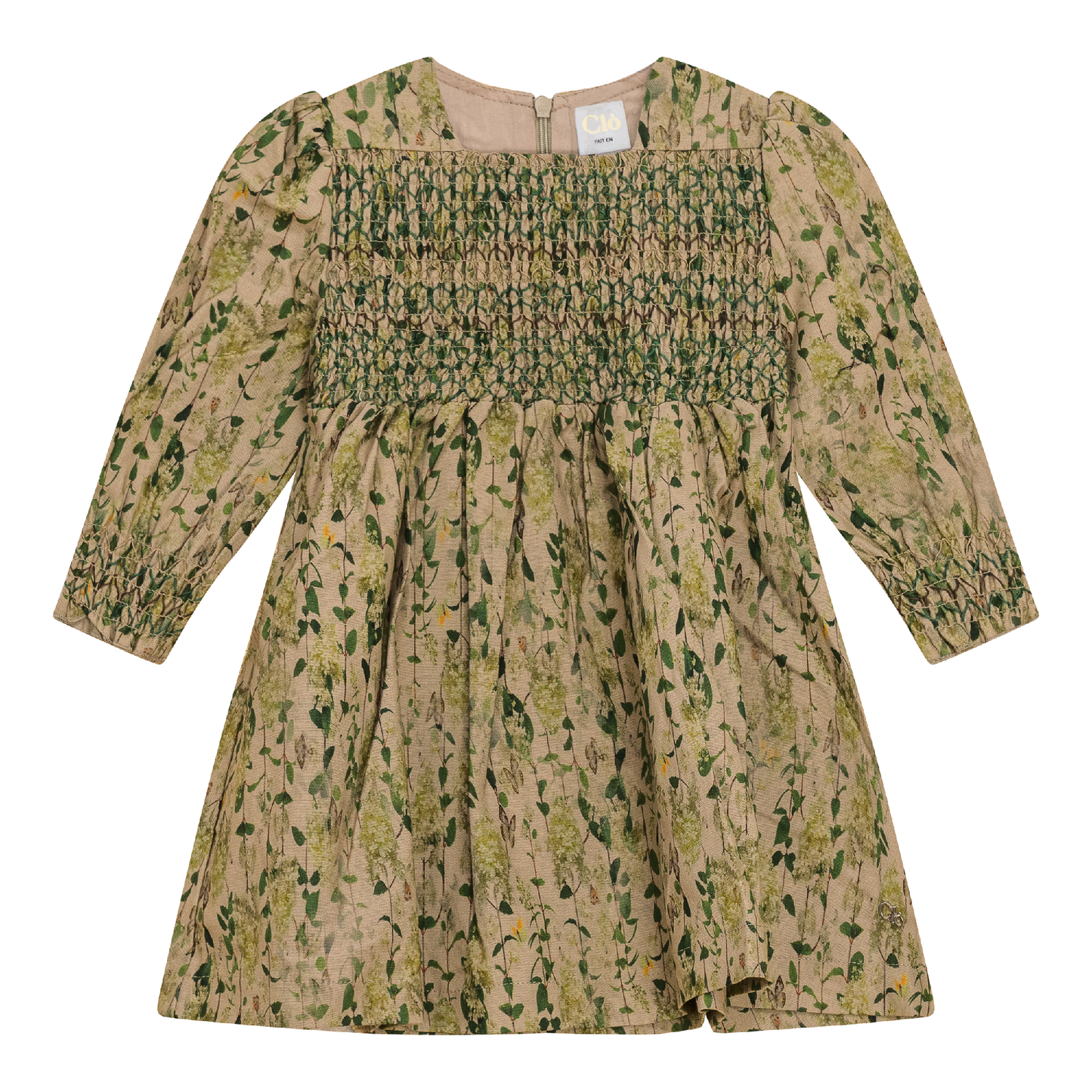 Woven Flower Print Dress Green