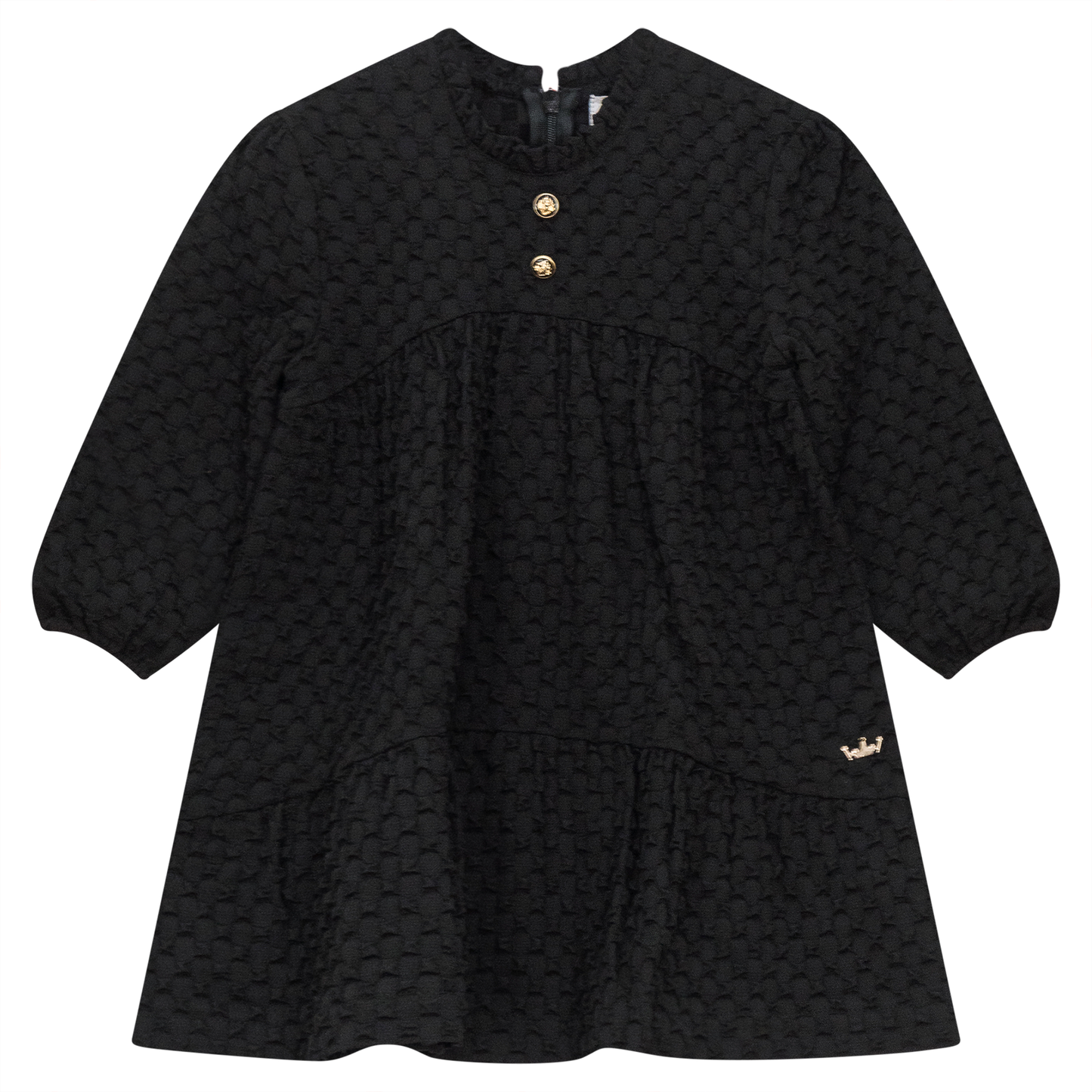 Puff Textured Woven Dress Black