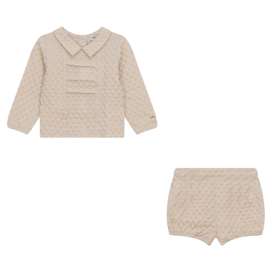 Puff Textured Woven 2Pc Set Cream