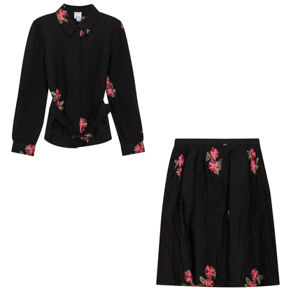 Woven Embroidered 2Pc Set Black