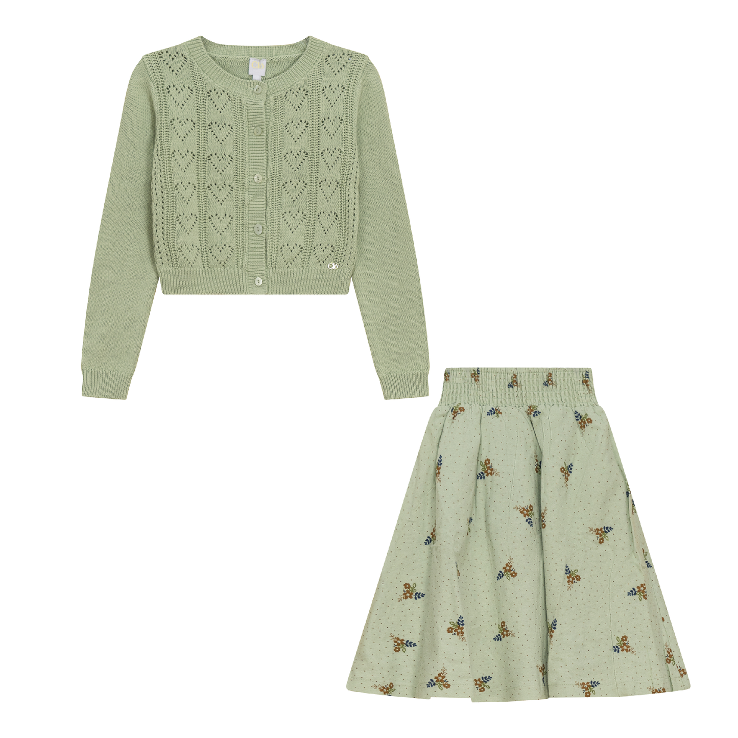 Woven Flower Print 2Pc Set